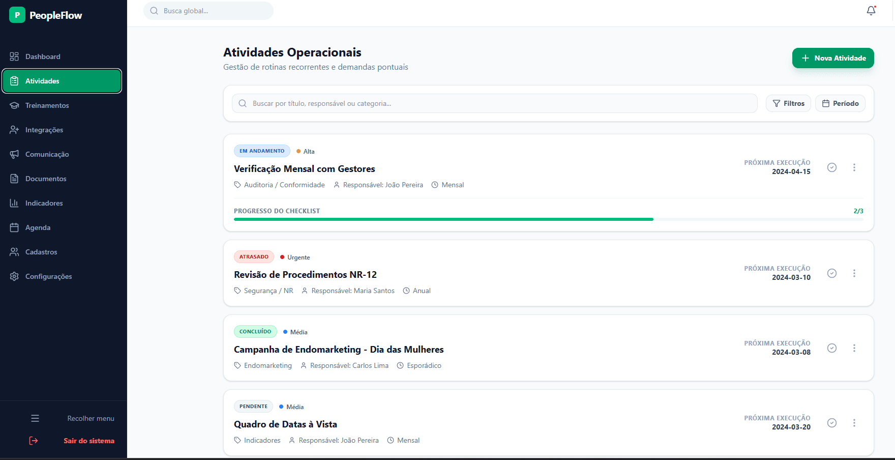 PeopleFlow RH — Gestão de atividades operacionais