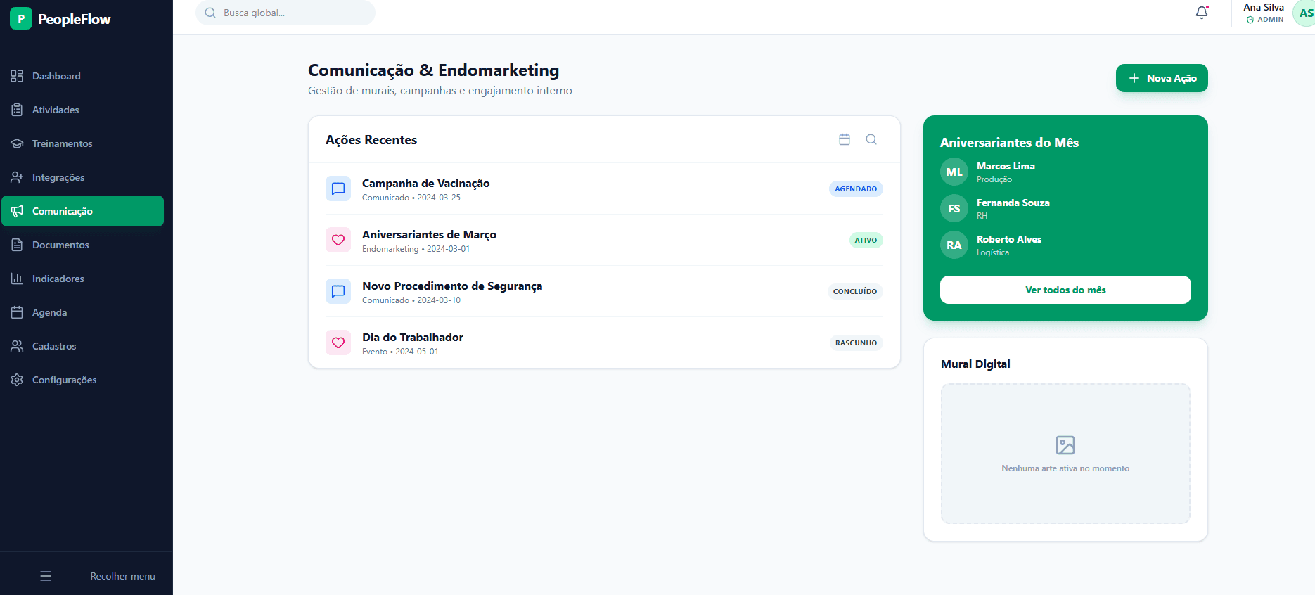 PeopleFlow RH — Comunicação interna e endomarketing